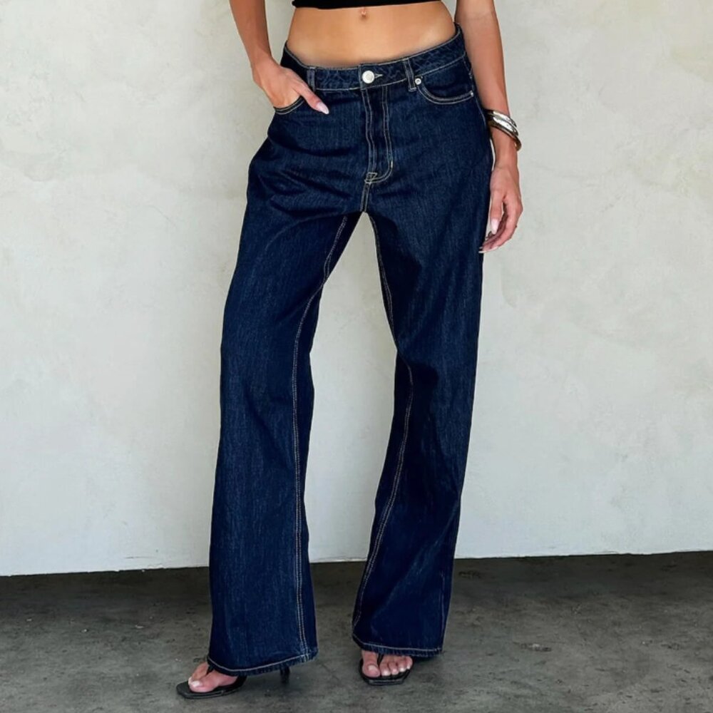 Tiger Mist Dark Indigo Wide-Leg Jeans